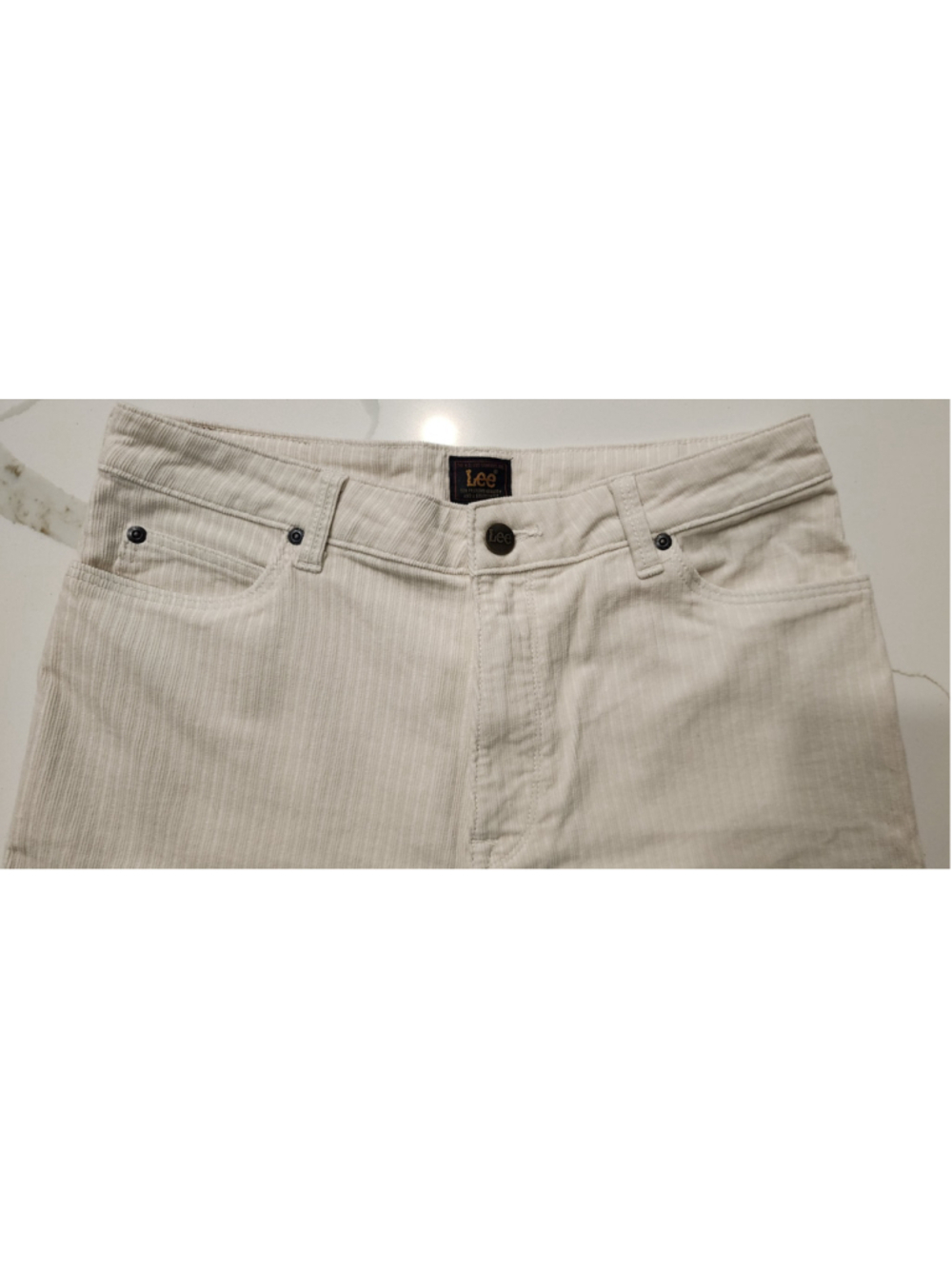 Lee Corduroy Pants Women's Size 30 Cream White Pinstripe Straight Leg 99% Cotton - Picture 3 of 12